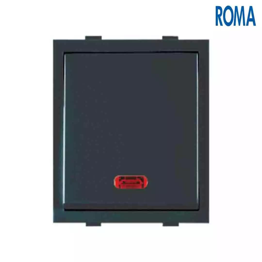 Anchor Panasonic Roma Classic 20A 1 Way Switch With Neon 2M Black