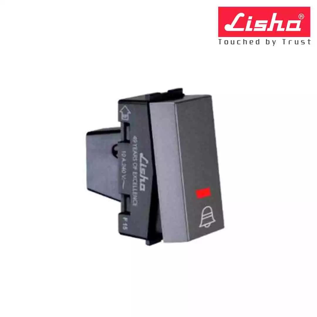 Lisha Special 7 Bell Push Switch With Ind 1 M Graphite Grey