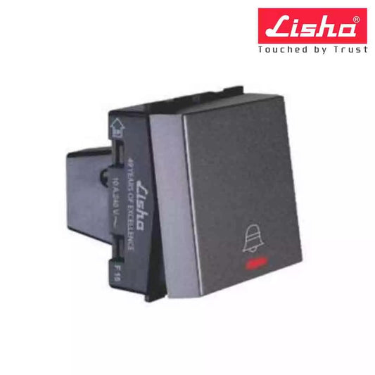 Lisha Special 7 Bell Push Switch With Ind 2 M Graphite Grey