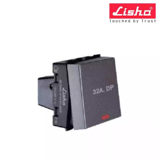 Lisha Special 7 32A DP Switch With Ind 2 M Graphite Grey