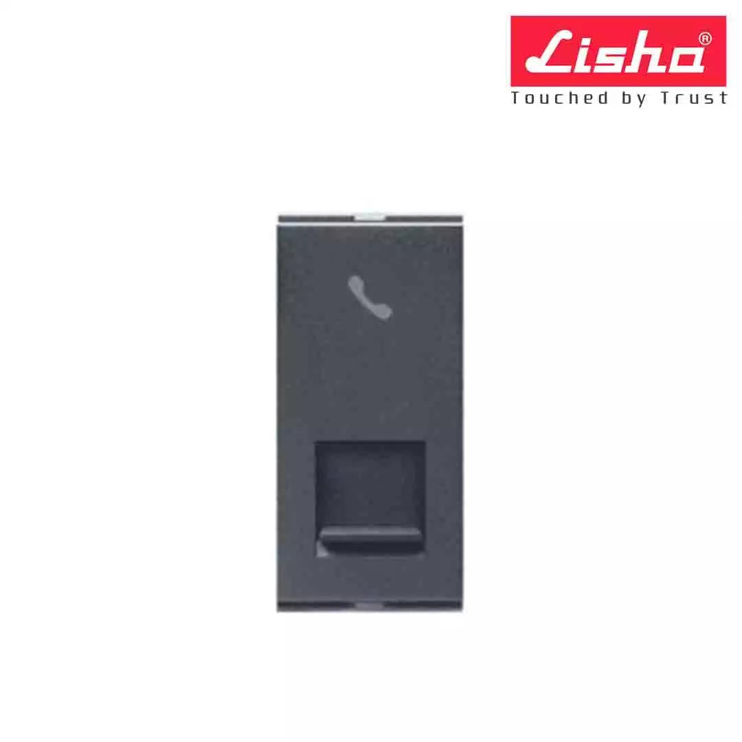 Lisha Special 7 2 Line Jack RJ-11 with Shutter 1 M Graphite Grey