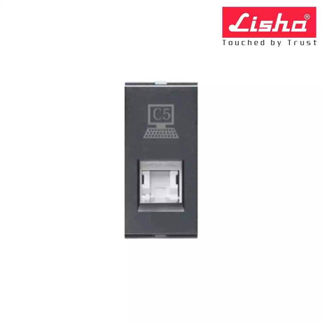 Lisha Special 7 EDP Socket Outlet - RJ-45 Cat 5e With Shutter 1 M Graphite Grey