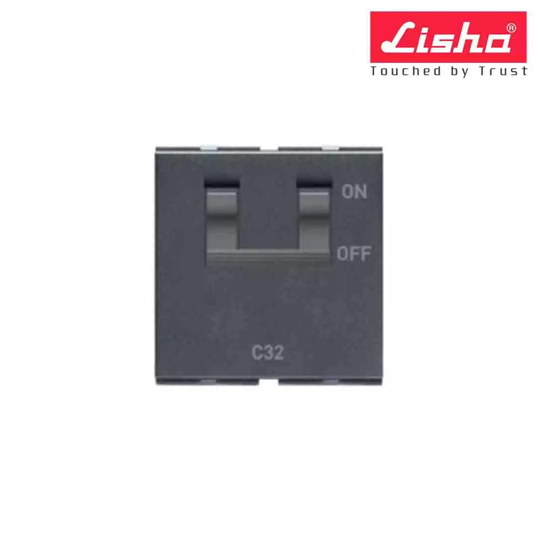 Lisha C 32A DP MCB 2 M Graphite Grey