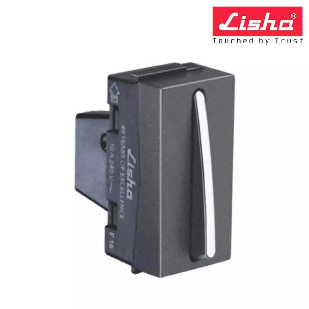 Lisha Slimz 10A 1 Way Switch 1 M Graphite Grey