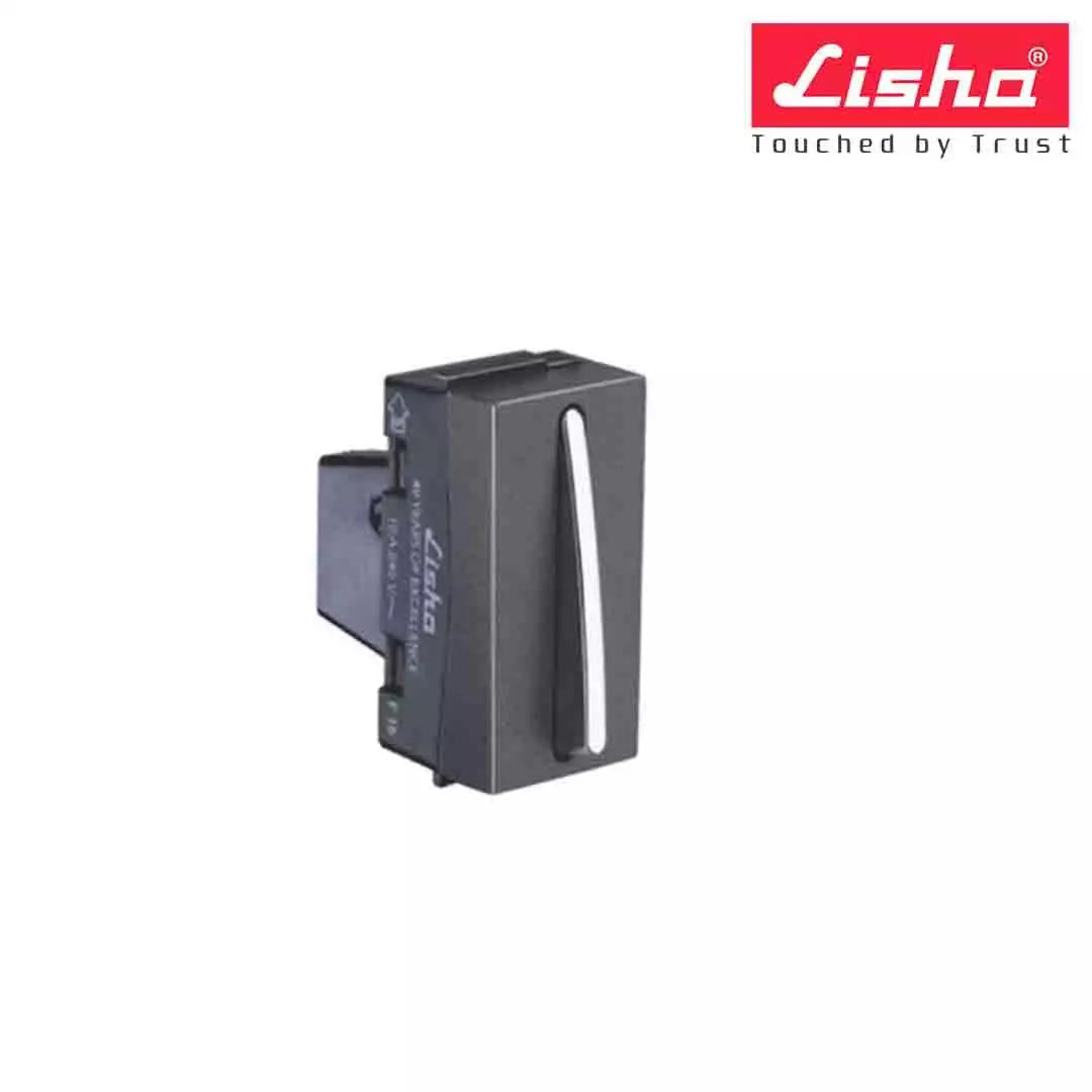 Lisha Slimz 20A 1 Way Switch 1 M Graphite Grey