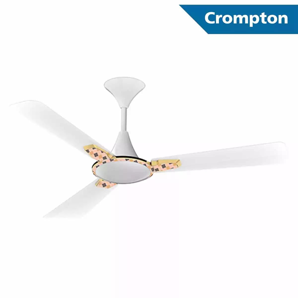 Crompton Premium Ceiling Fans Auro 2.0 Designer Antidust 2D Arab Pearl White Gold 1200 mm