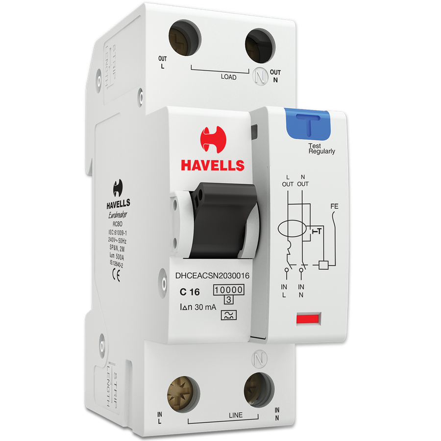 Havells  16 A SPN RCBO 30 Ma White