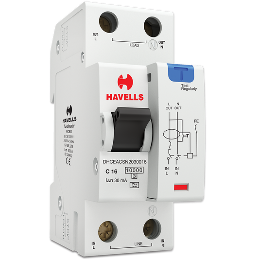 Havells  16 A SPN RCBO 30 Ma White