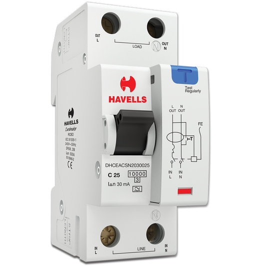 Havells  25 A SPN RCBO 30 Ma White