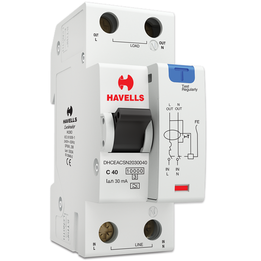 Havells  40 A  SPN RCBO 30 Ma White