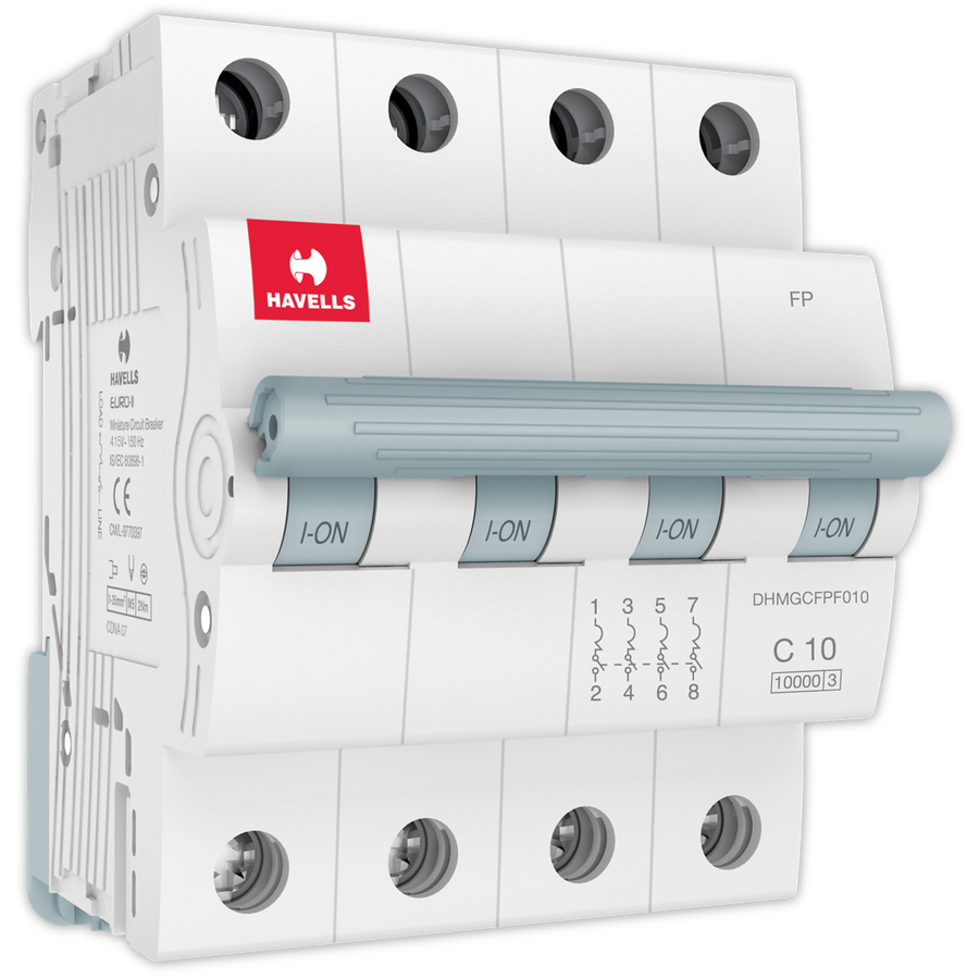 Havells Four Pole C curve 10 A MCB White