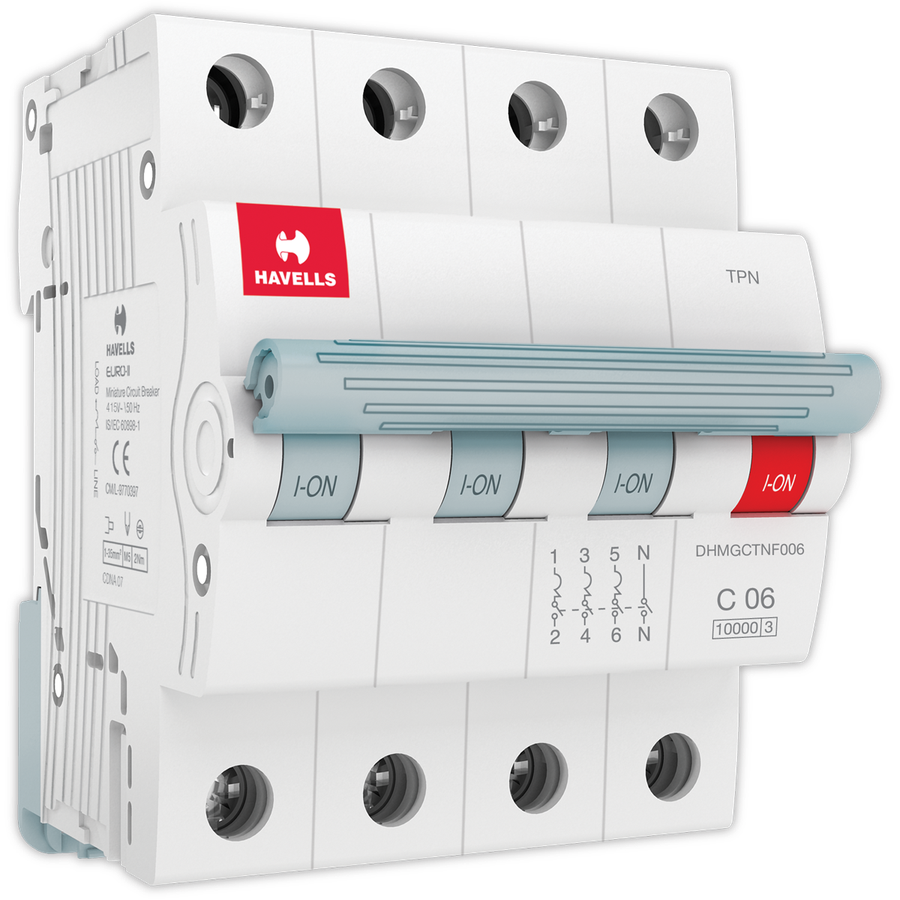 Havells TPN C curve 6 A MCB White