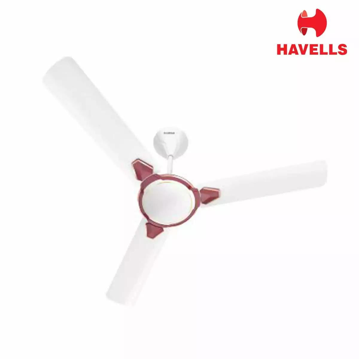 Havells Equs Decorative Fan White Maroon 1200 mm