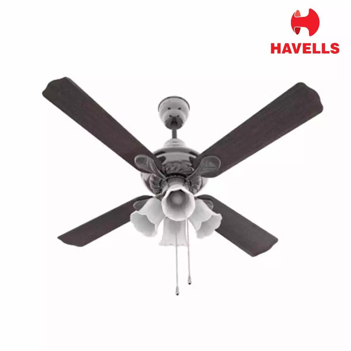 Havells Florence U/L- ES Premium Fans with Light Walnut Black Antique Brass 1200 mm