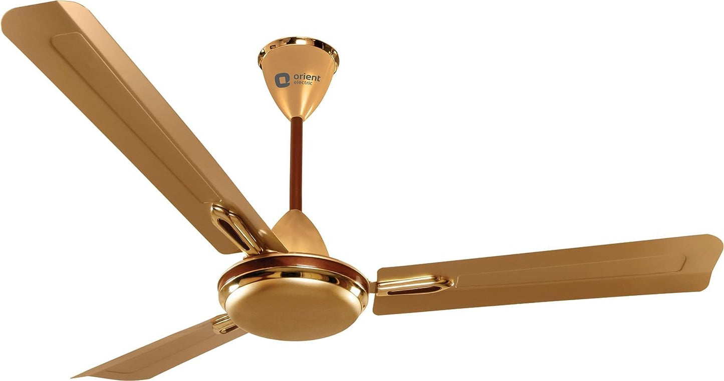 Orient Quasar Ornamental Designer fans Metallic Ivory & Choclate 1200 mm