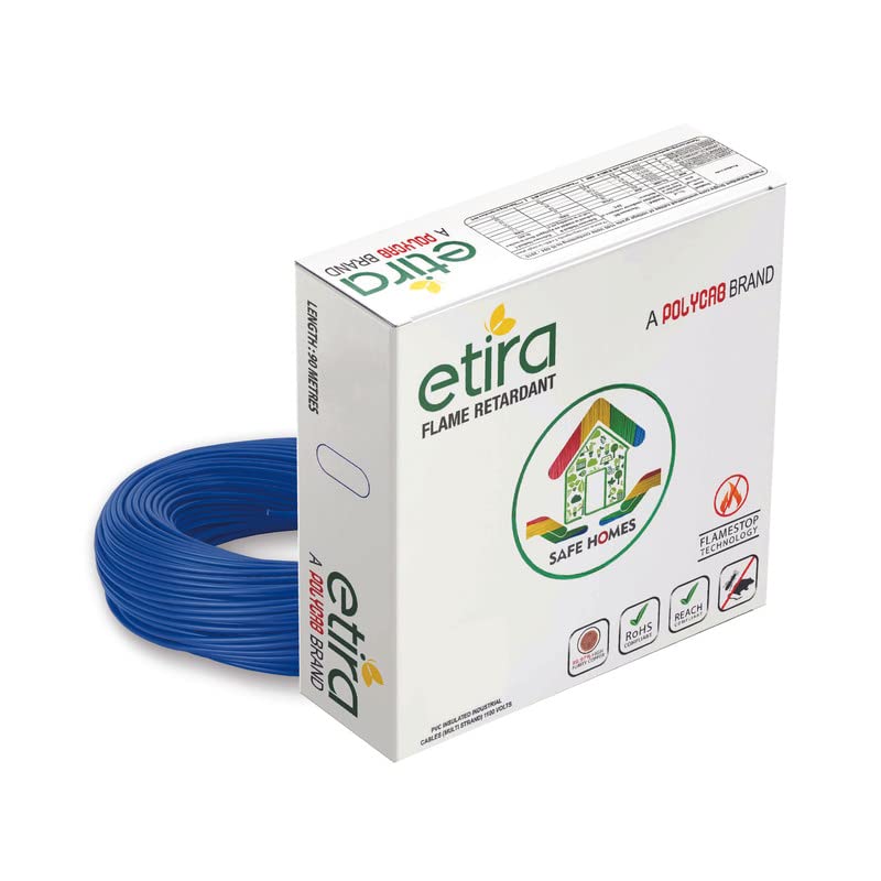 Polycab Etira FR PVC Wires 1.0 Sqmm Blue 90 Mtrs