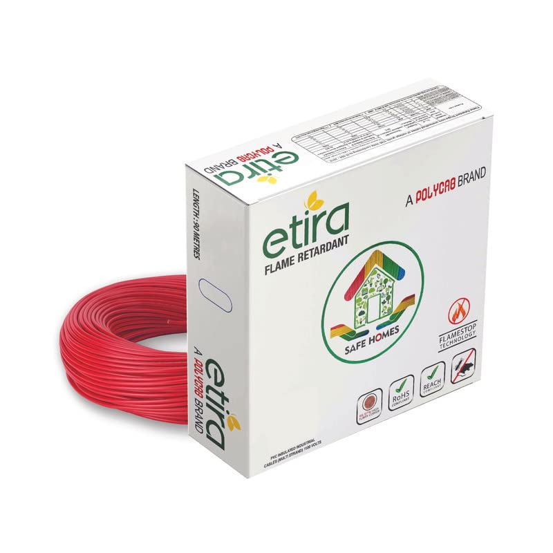 Polycab Etira FR PVC Wires 1.5 Sqmm Red 90 Mtrs