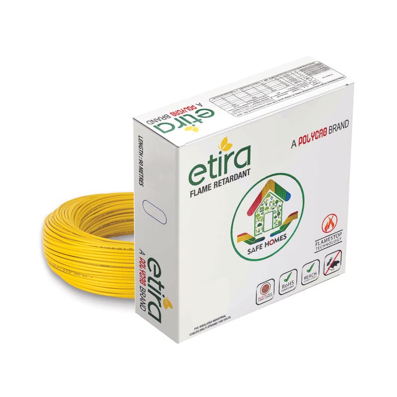 Polycab Etira FR PVC Wires 1.5 Sqmm Yellow 90 Mtrs