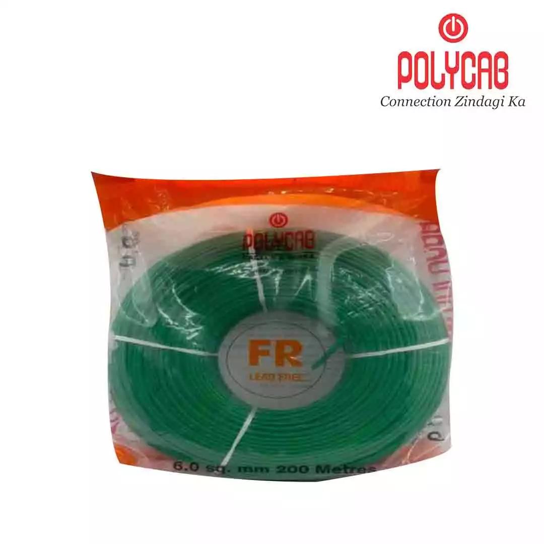 Polycab FRLSH Wires 4 Sqmm Green 200 Mtrs