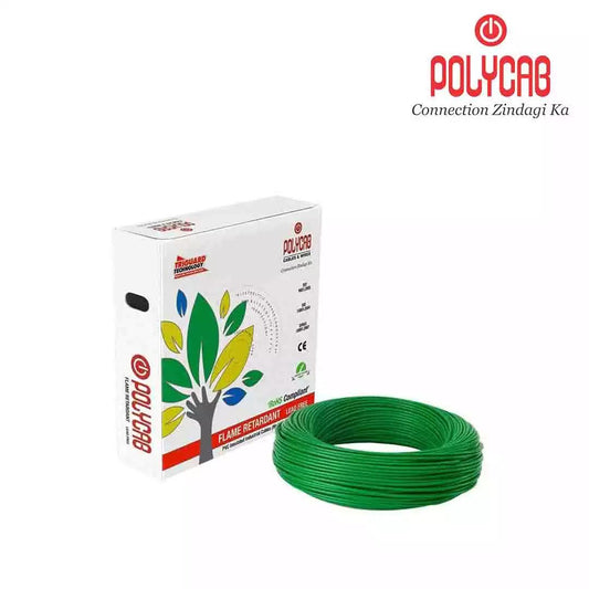 Polycab HFFR PVC Wires 1.5 Sqmm Green 90 Mtrs