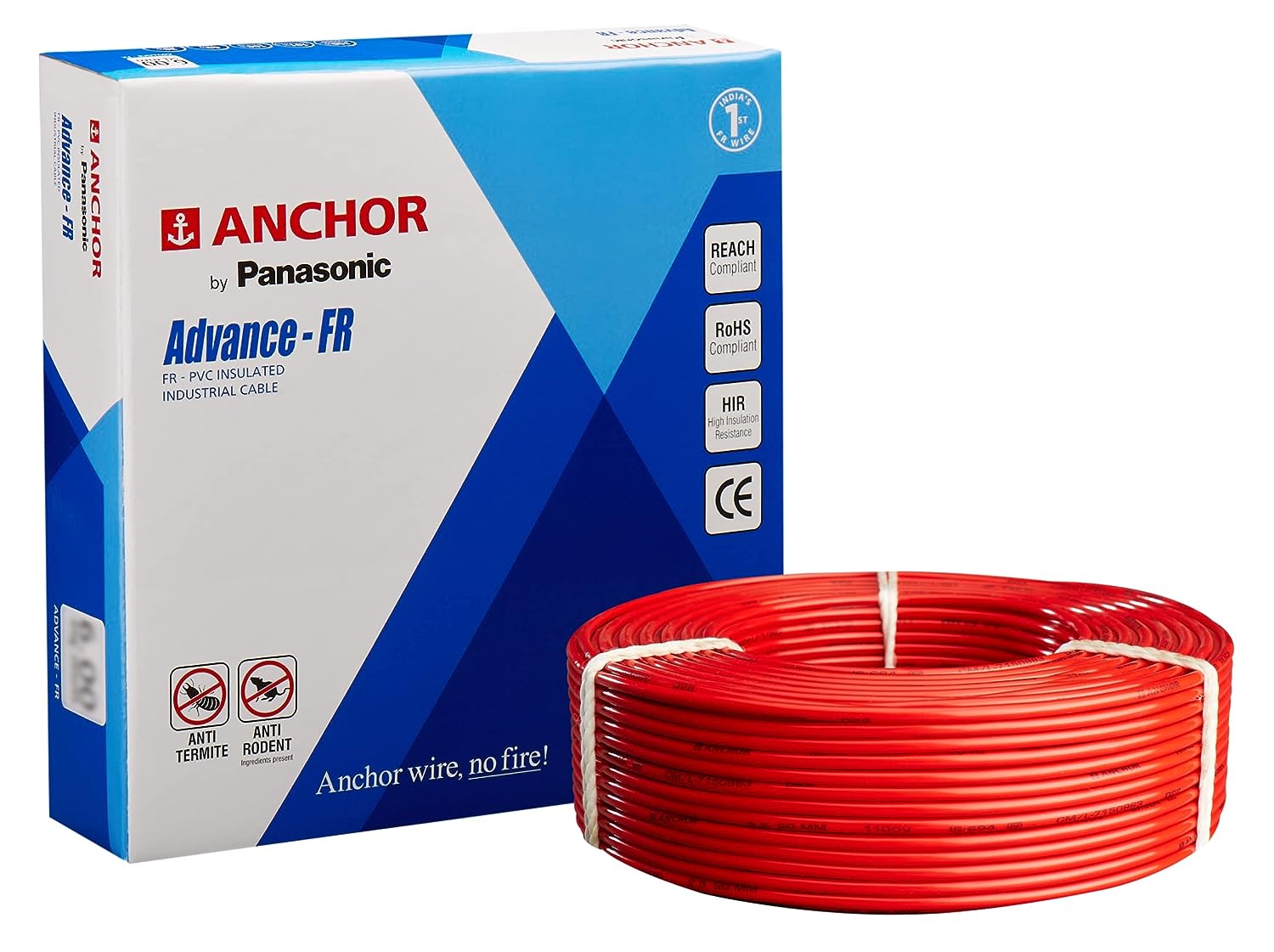 Anchor  FR-LSH Wires 1 Sqmm Red 180 Mtrs