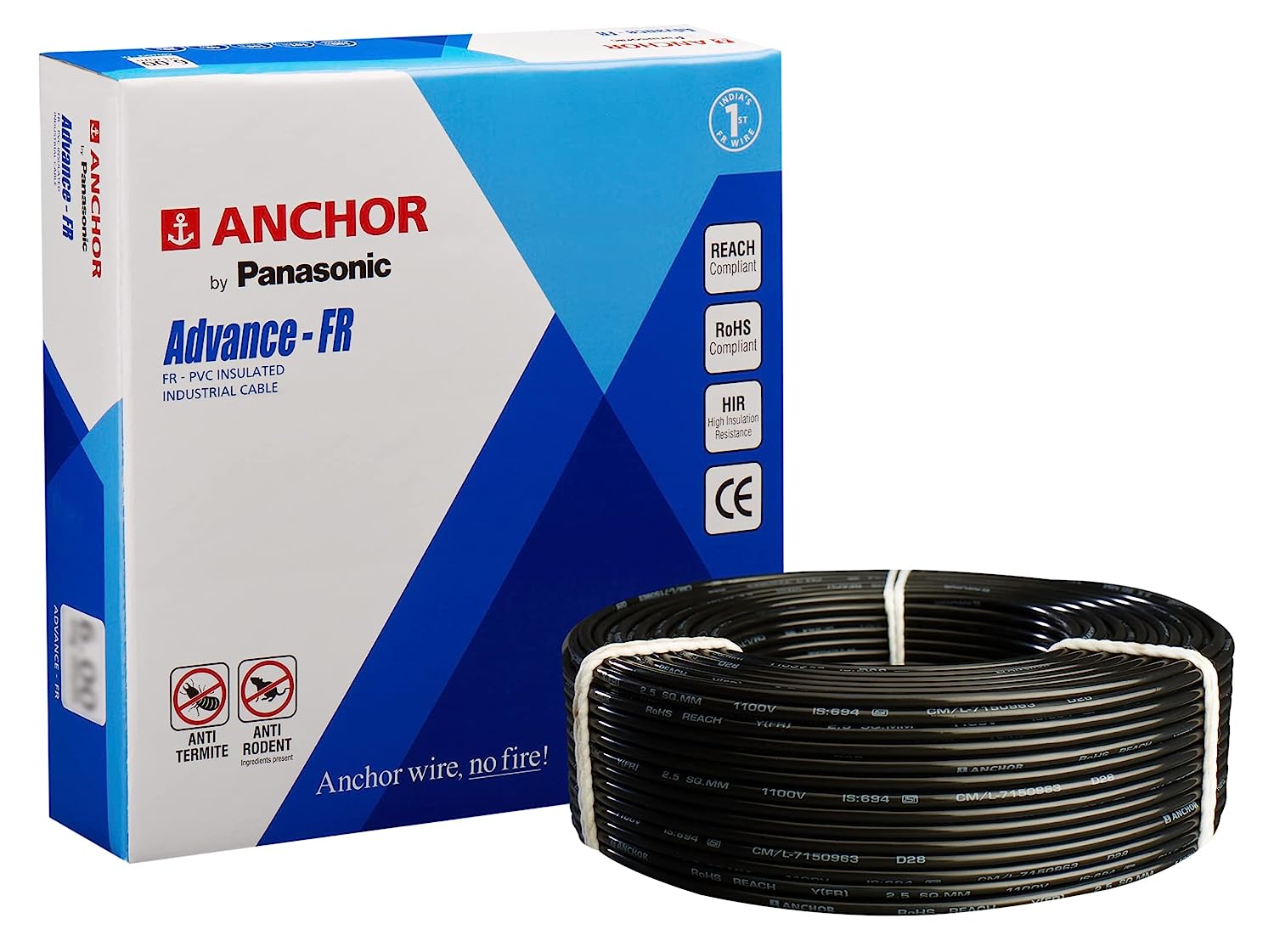 Anchor ADVANCE, FR,  Trade Wires, 1 Sqmm,  Black, 180 Mtrs