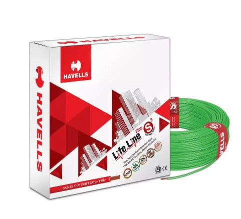 Havells Life Line  FR PVC Wires 1 Sqmm Green 180 Mtrs