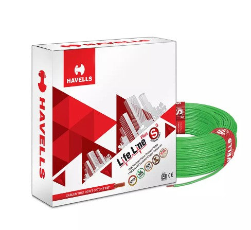 Havells Life Line  FR PVC Wires 2.5 Sqmm Green 180 Mtrs