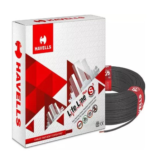 Havells Life Line  FR PVC Wires 1 Sqmm Black 180 Mtrs