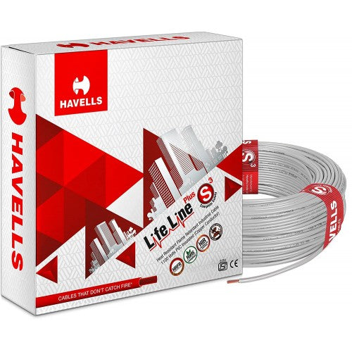 Havells Life Line Plus S3 HRFR Wires, 1 Sqmm 90 Mtrs, Grey