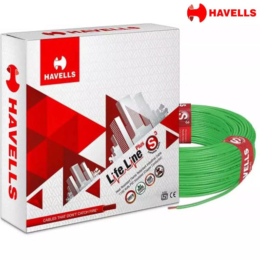 Havells Life Line Plus S3 HRFR PVC Wires 2.5 Sqmm Green 90 Mtrs