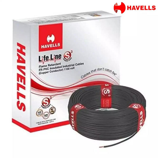 Havells Life Line  FR PVC Wires 1.5 Sqmm Black 180 Mtrs