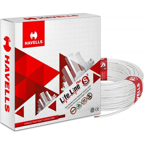 Havells Life Line Plus S3 HRFR Wires, 1 Sqmm, 90 mts, White