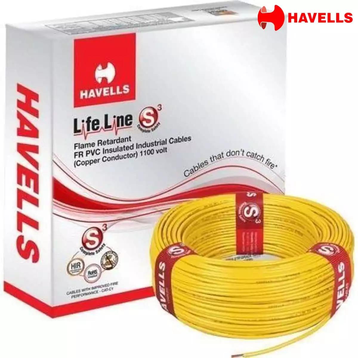 Havells Life Line  FR PVC Wires 1.5 Sqmm Yellow 180 Mtrs