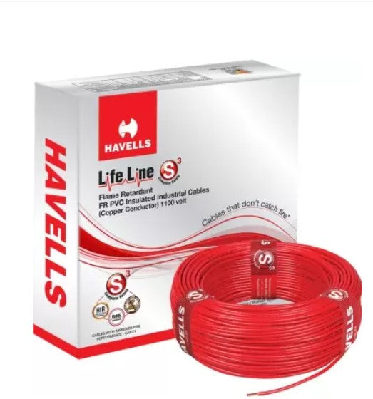 Havells Life Line  FR PVC Wires 1 Sqmm Red 180 Mtrs