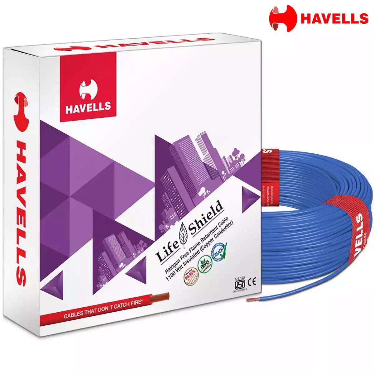 Havells Life Shield HFFR Wires 1 Sqmm Blue 90 Mtrs