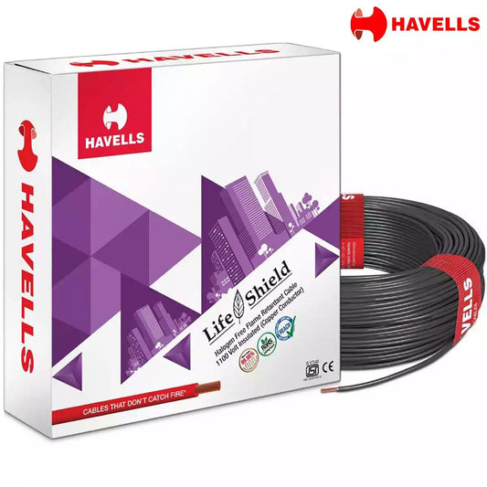 Havells Life Shield HFFR Wires 1 Sqmm Black 90 Mtrs