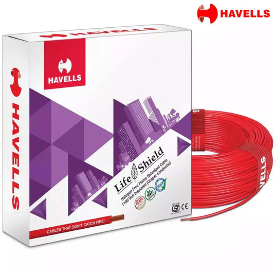 Havells Life Shield HFFR Wires 1 Sqmm Red 90 Mtrs