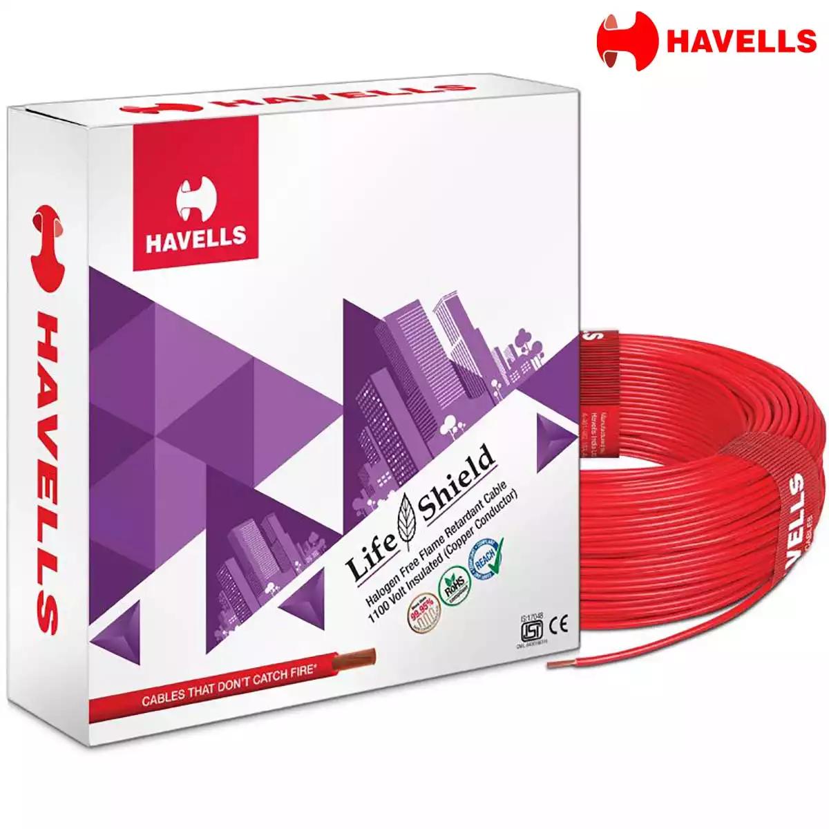 Havells Life Shield HFFR Wires 1.5 Sqmm Red 90 Mtrs