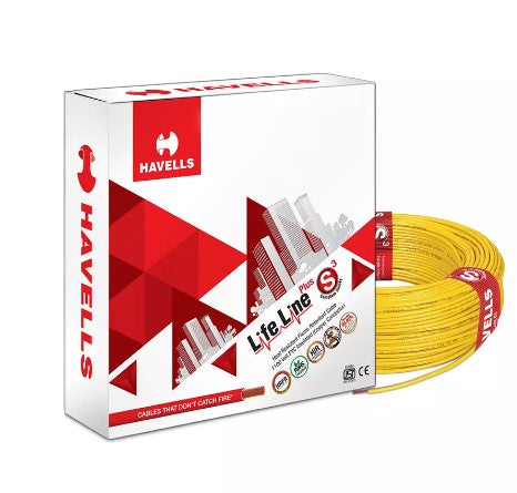 Havells Life Shield HFFR Wires 6 Sqmm Yellow 90 Mtrs