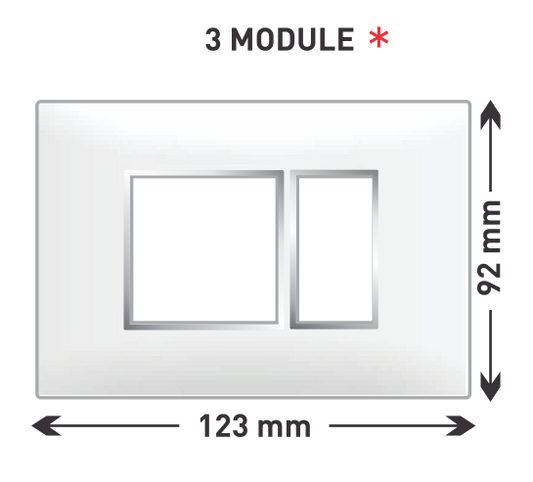 Lisha Turbo Cover Plates With Support Frames 2 M + 1 M Glossy Classic White