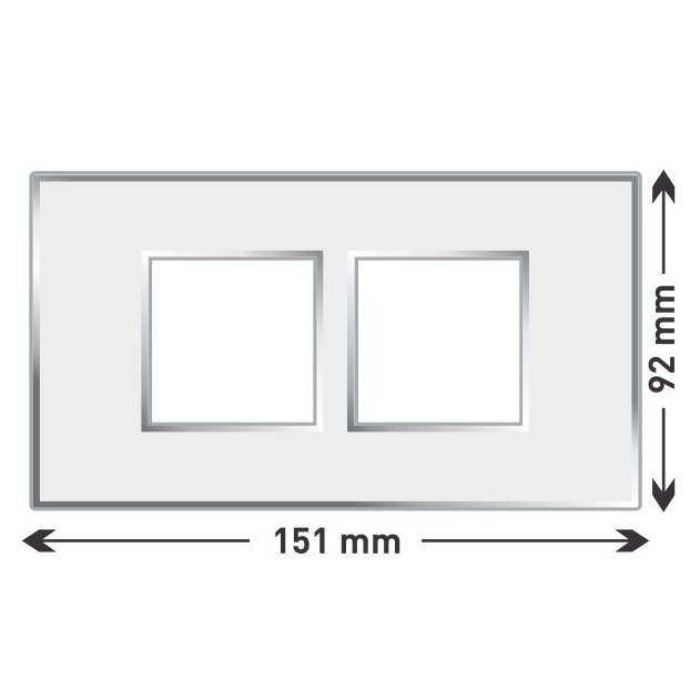 Lisha Platina Cover Plates With Support Frames 2 M X 2 Glossy Classic White