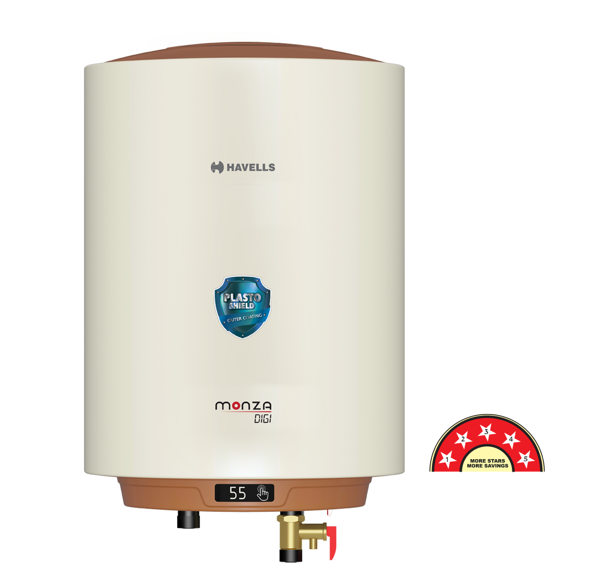 Havells Horizontal-Storage-water-heater Monza Digi 10L-R/L Ivory