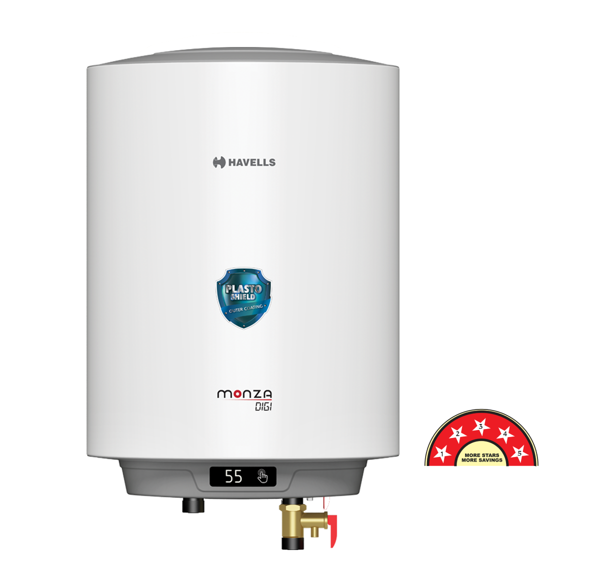 Havells Horizontal-Storage-water-heater Monza Digi 10L-R/L White